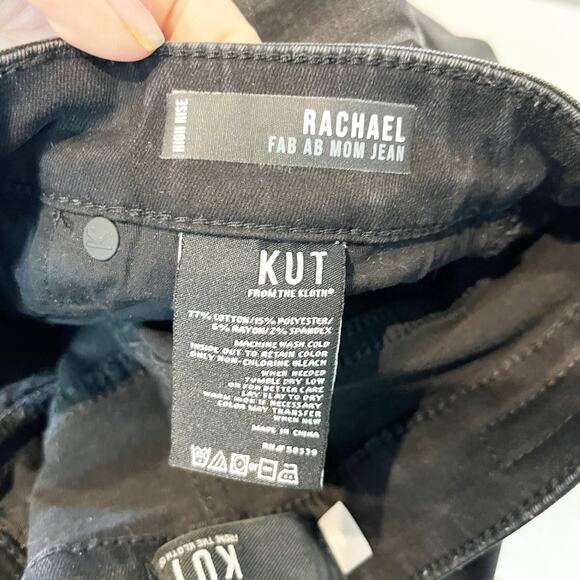 Kut from the Kloth Fab Ab Rachel High Rise Button Fly Mom Jeans Black 0 - Picture 4 of 11